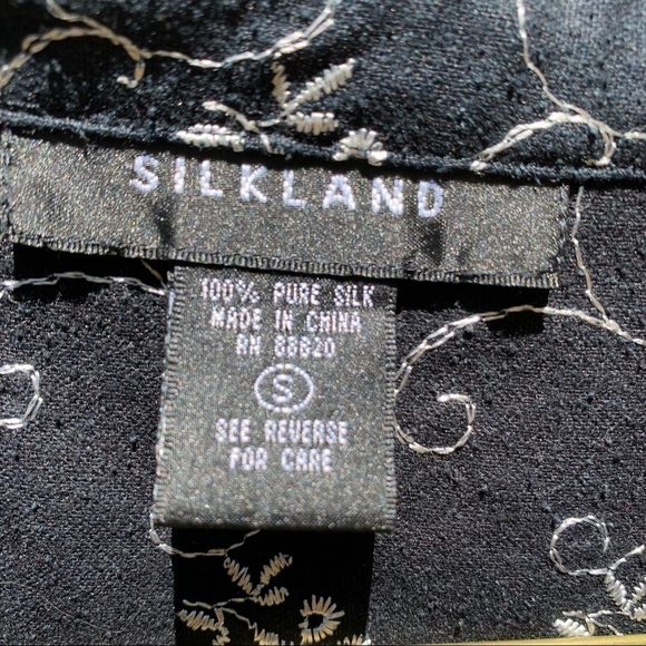 SILKLAND 100% silk embroidered floral eyelet sleeveless top spring summer - Picture 6 of 6